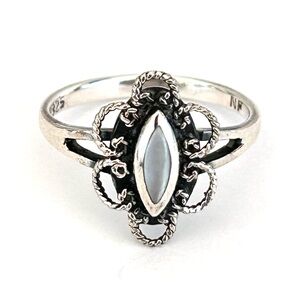 Silver & Mother of Pearl Inlay 925 Women's Ring Size 5.5